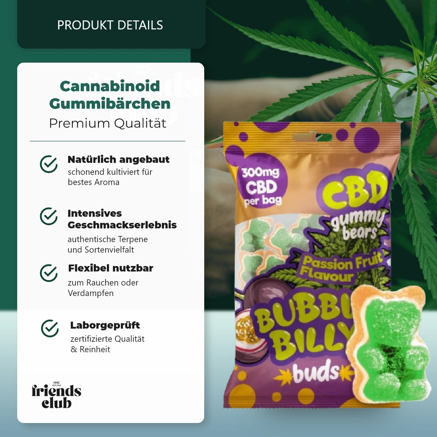 CBD Aroma Gummies - Passionsfrucht 10 Stück 300mg-HHCFriends