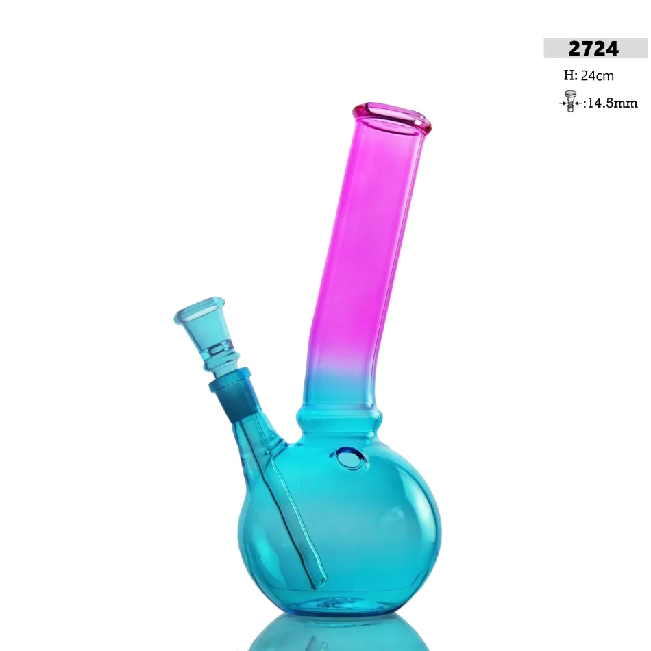 Glasbong H: 24cm Blau/Pink Farbe mit Eis-HHCFriends