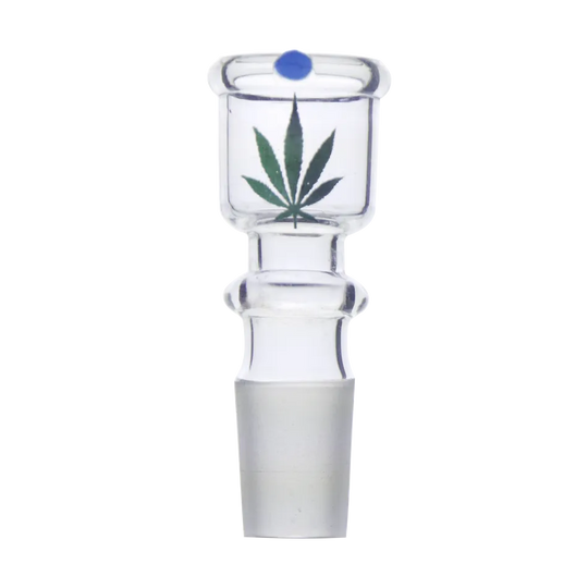 Glaskopf mit Blatt-Design & Blauem Punkt – Tulpe-HHCFriends