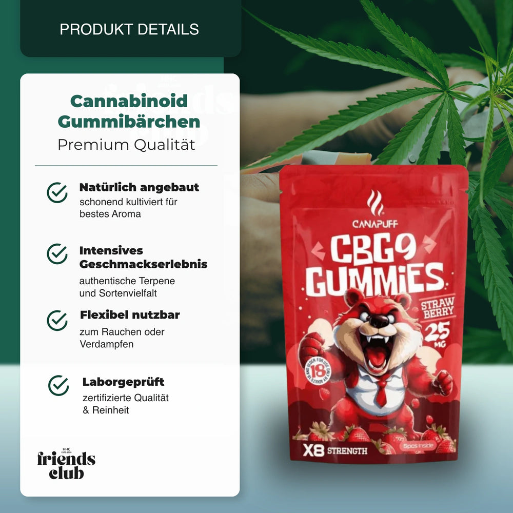 CBG9 Aroma Gummies Strawberry 5Stück-HHCFriends