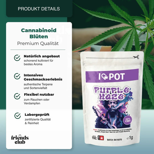CBH Blüten Purple Haze 33% I♥Pot - hhcfriends