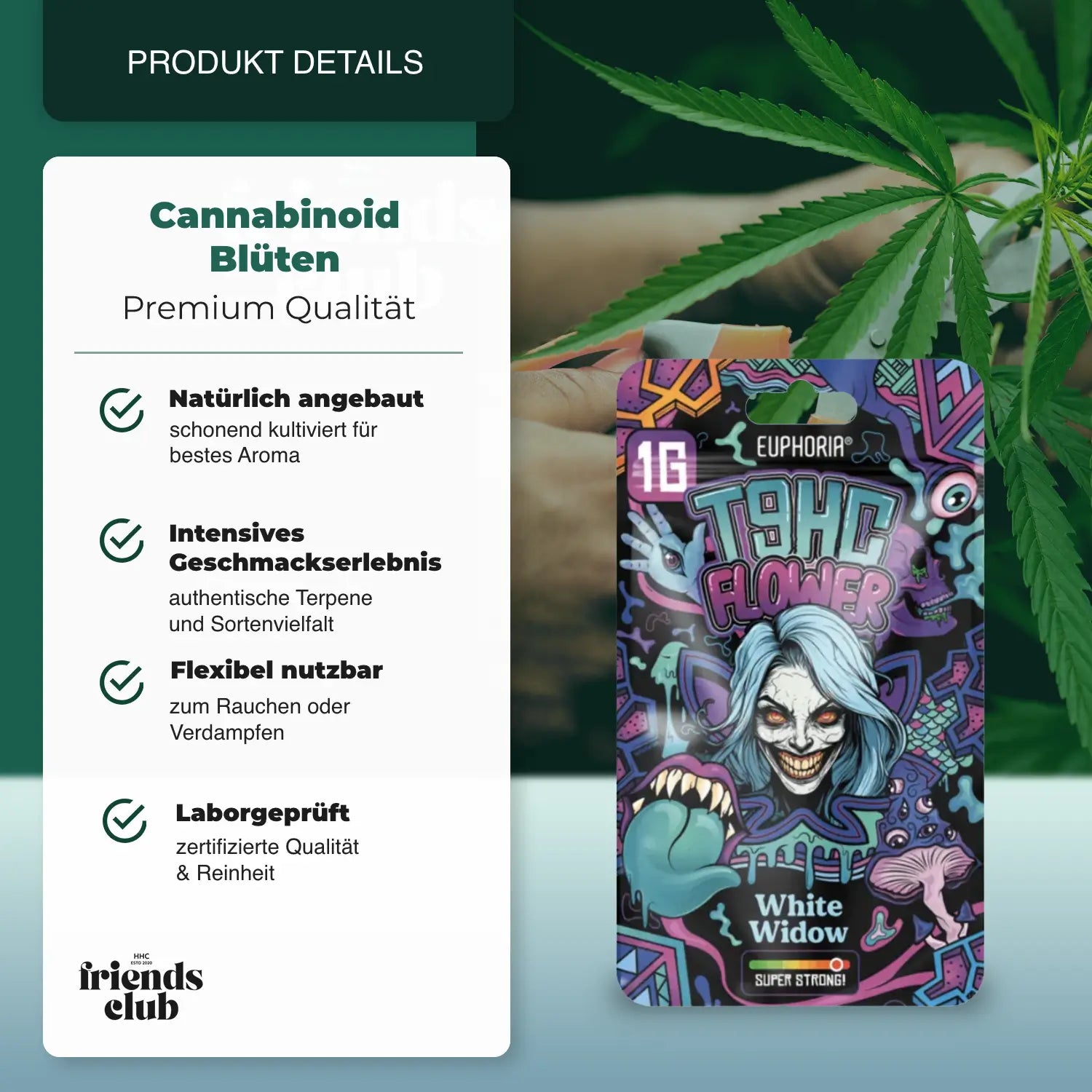 T9HC-Blüten – White Widow (1 g) - hhcfriends