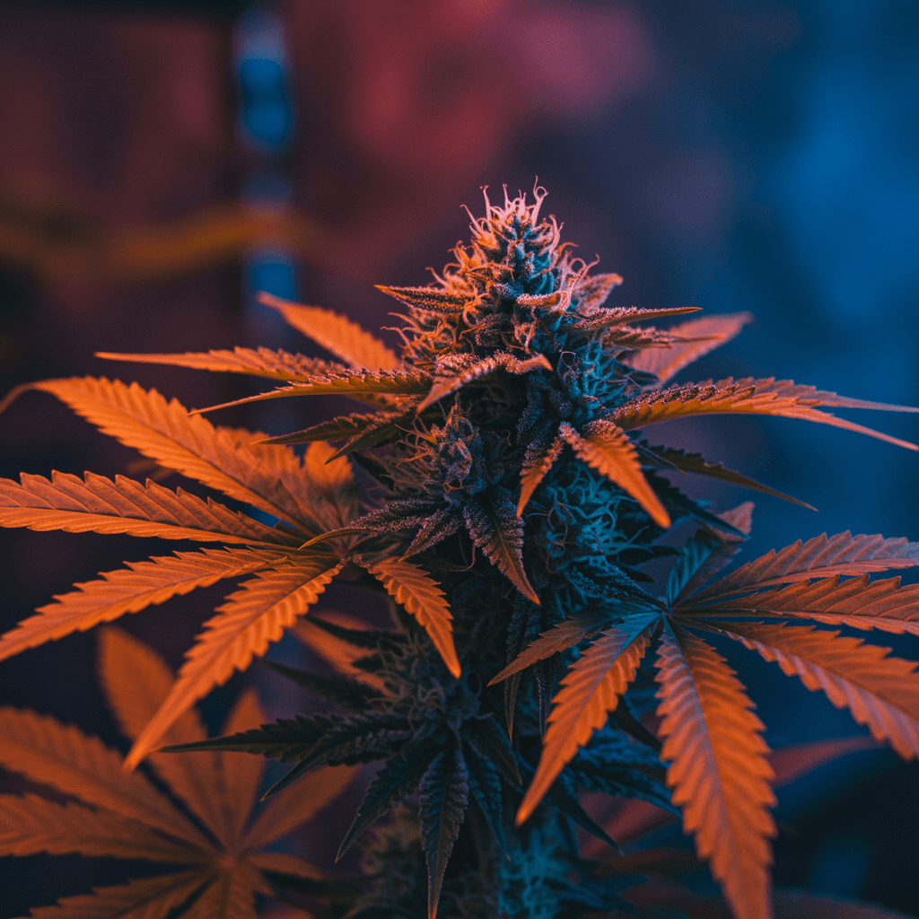 Cannabissorte mit grünen Blättern